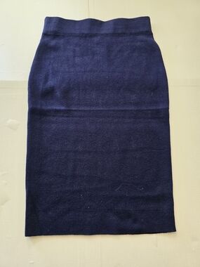 MAK Sweater Navy Blue Knit Pencil Skirt Size Small Stretch Career Office